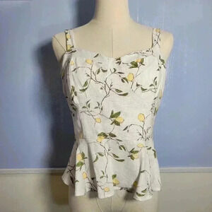 Daisy & Delilah Medium White Lemon Adjustable Tie Strap Ruffle Scrunched Tank